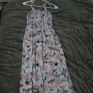 Blue floral midi summer dress